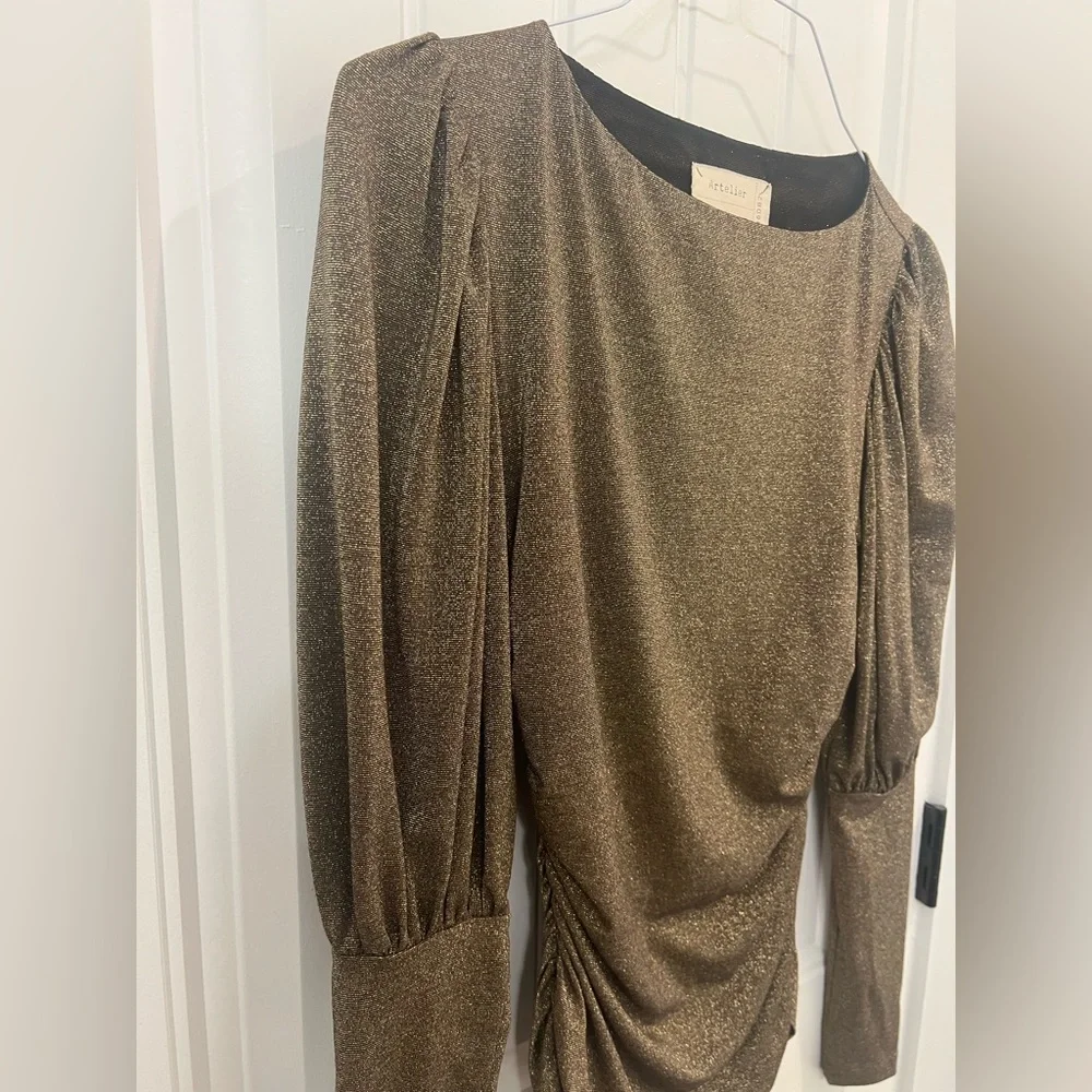 Nicole Miller Metallic Gold Blouse - Picture 3 of 7